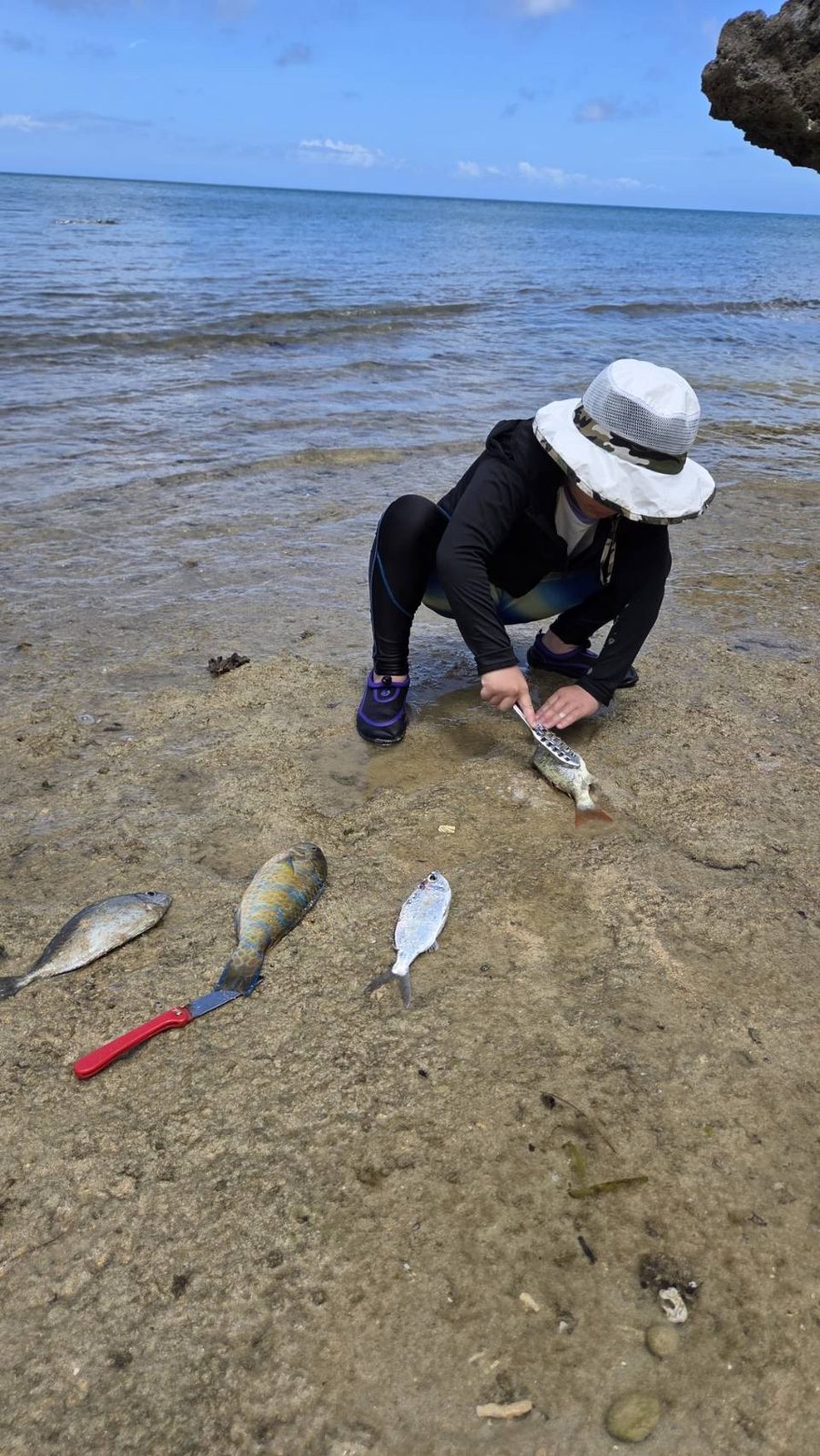 石垣島で釣った魚を計測する子供｜浜ちゃん観光